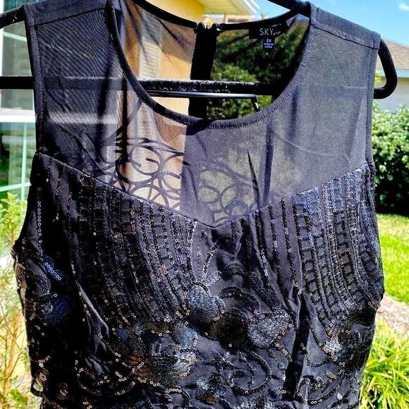 NWT SKY PLUS JET BLACK SEQUIN PEPLUM DRESS 2X - Picture 14 of 15